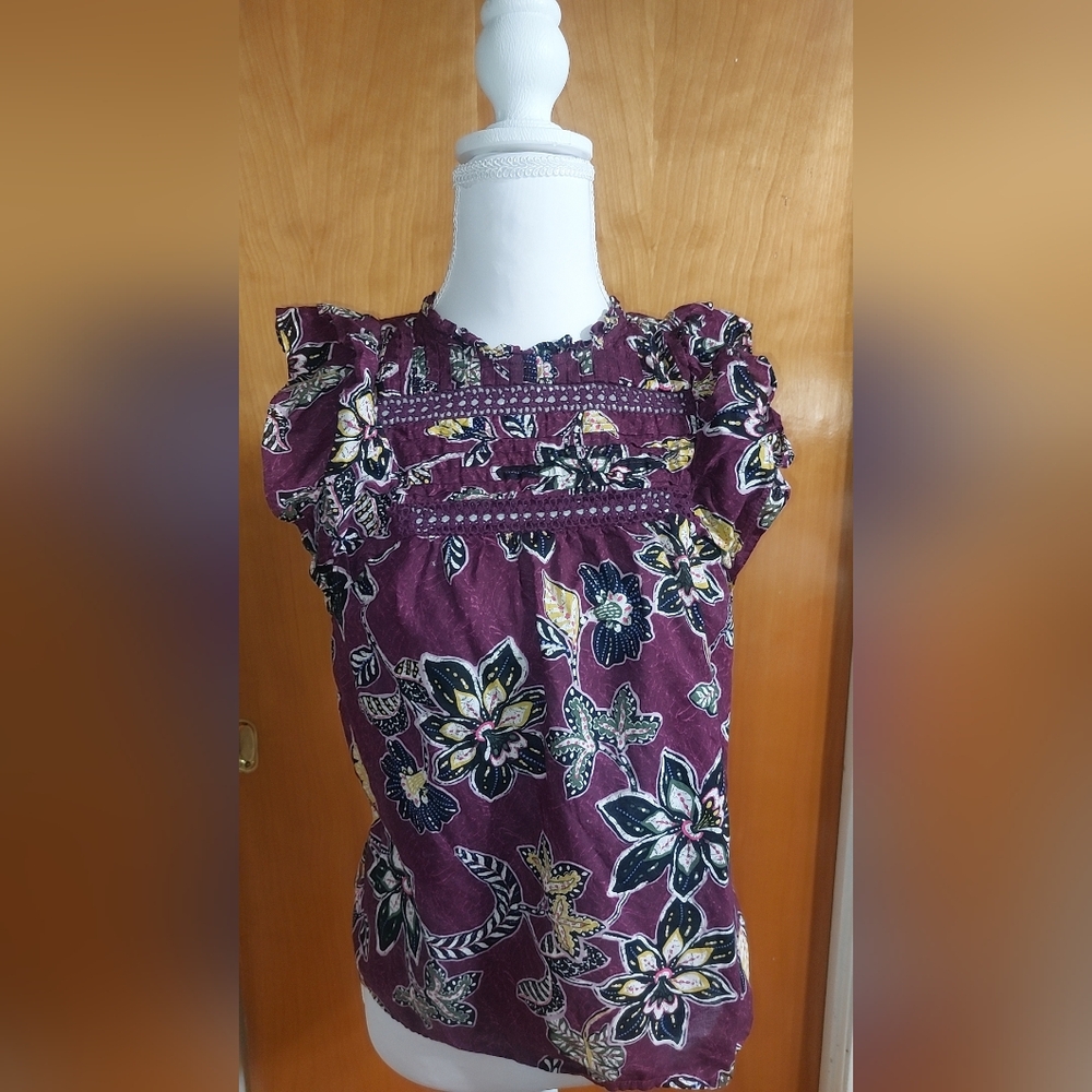LOFT Purple Floral Blouse